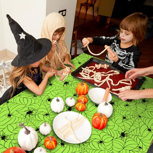 4 Pcs Halloween Plastic Tablecloths Colored Spider Web Disposable Table Cover Spiderweb Rectangle Table Cloth for Trick or Treat Holiday Party Decor (4 Count)