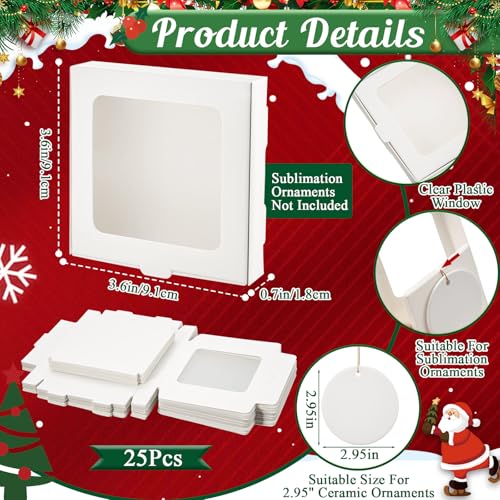 25 Pcs Christmas Sublimation Ornament Blanks Box White (25 Count)
