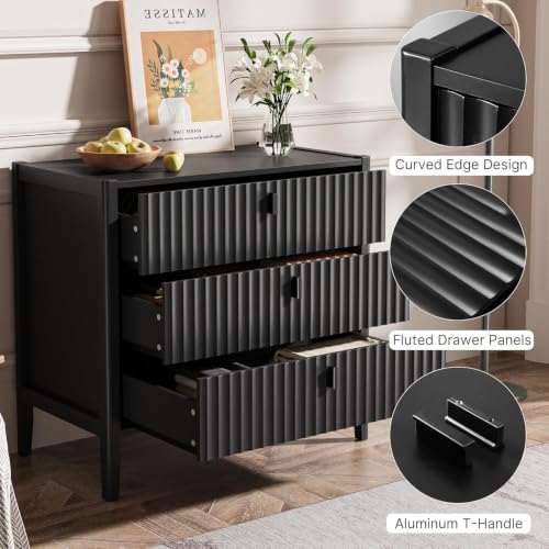 3 Drawer Nightstand Set of 2