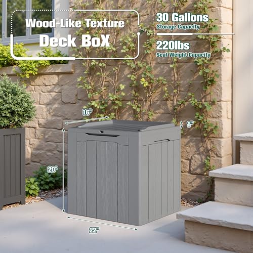 30 Gallon Resin Deck Box 2 Pack Outdoor Indoor Waterproof Storage Box for Patio Furniture Pool Accessories Storage for Cushion Garden Tools