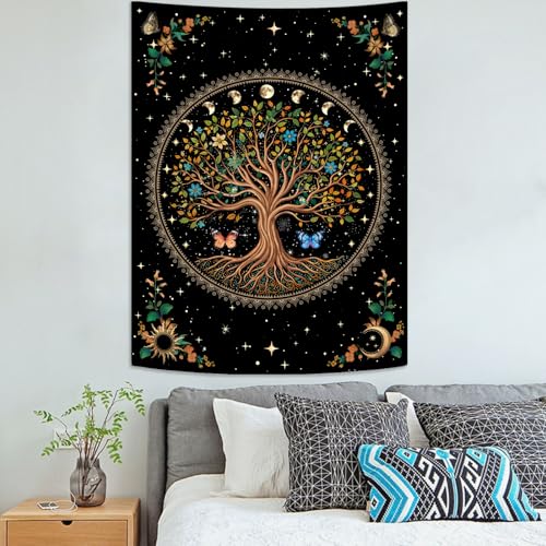 Tree of Life Tapestry Moon Phase Wall Tapestry