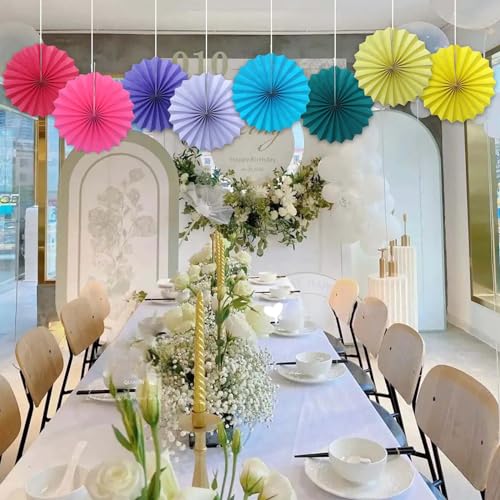 Hot Pink Party Decorations Hot Pink Hanging Paper Round Fans Bulk 12inch