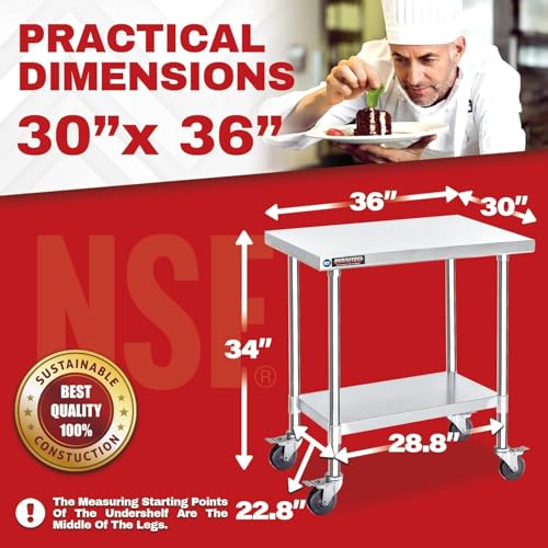 30x36 NSF Stainless Steel Cart Work Table