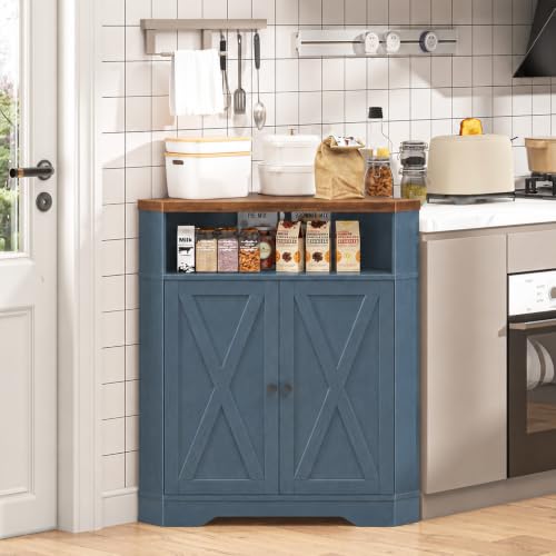 Small Corner Storage Cabinet with USB Ports and Outlets