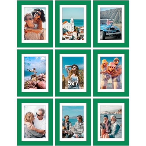5x7 Picture Frames Set of 9 for Wall or Tabletop Display (9 Count)