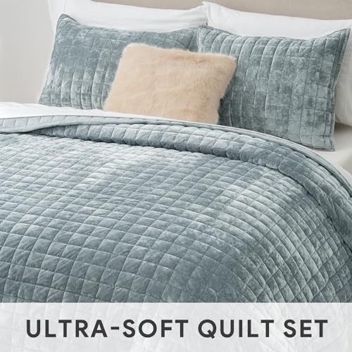 Channel Box Stitch Velvet Quilt Set