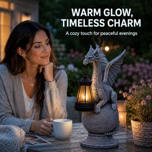 Solar Dragon Garden Statue with Lantern