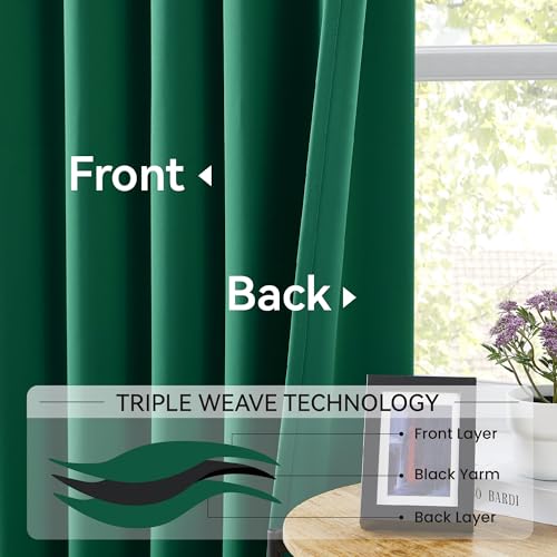 Hunter Green Blackout Curtains with Pinch Pleat 84 Inch Length