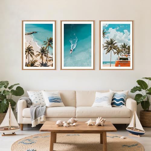 Large Nature Surfboard Beach Framed Canvas Wall Art