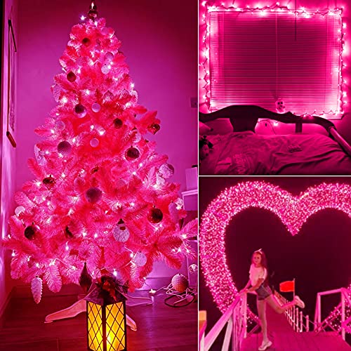 Clear Christmas Pink String Lights 100 Count 20 Feet (26.5 Foot)