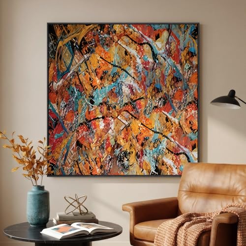 Large Framed Colorful Abstract Wall Art
