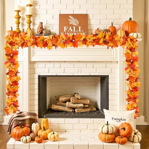 2 Pack Fall Leaves Garland Indoor Outdoor Fall Decor