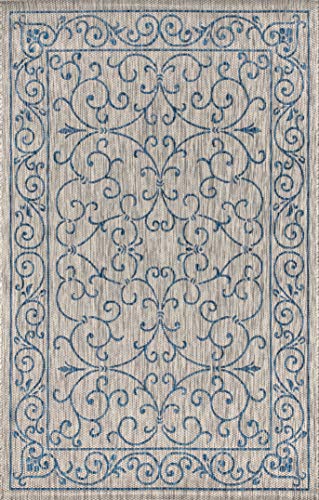 Vintage Filigree Indoor Outdoor Area Rug 3X5 Gray
