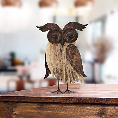Owl Figurines Decor Animal Statue for Home Wooden Stand Owl Sculptures