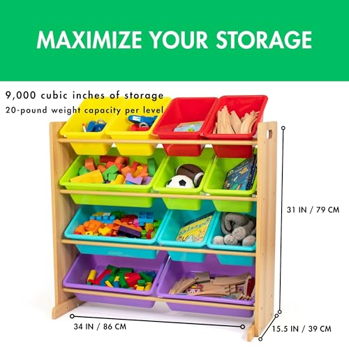 Kids Toy Storage Organizer with 12 Plastic Bins (12 Count)