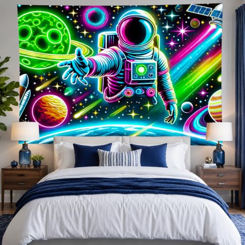Blacklight Tapestry Galaxy Astronaut Neon Decor