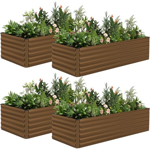 8x4x2ft Outdoor Metal Raised Garden Bed (4 Count)