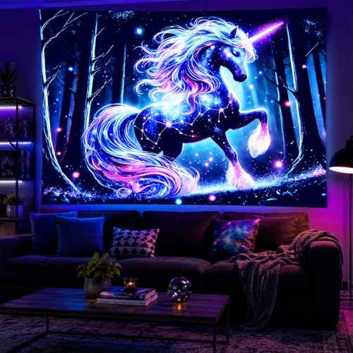 Blacklight Tapestry Fluorescent Glow UV Backdrop 78 x 59 Inch