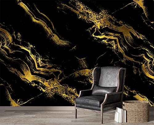 Black Gilded Marble wall Mural Wallpaper for Bedroom 178" x 117" (144.6 Sq Ft)