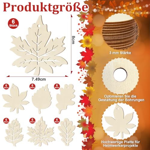 36PCS Wooden Fall Ornaments to Paint Thanksgiving Decorations (36 Count)