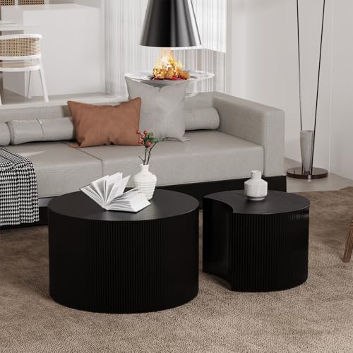 Round Nesting Coffee Table for Small Spaces