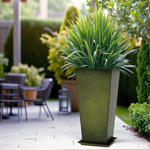 Garden 28" Large Metal Glazed Planter Set of 2 (2 Count)