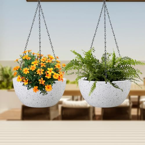 12 inch Large Hanging Planters for Indoor Outdoor Plants (2 Count)