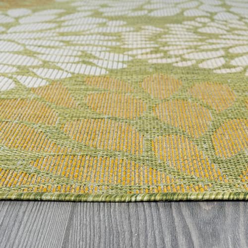 Outdoor Rug 9x12 Modern Exotic Tropical Leaf Area Rugs for Indoor and Outdoor Patio Deck Porch Garden Water Resistant Washable Outside Carpet
