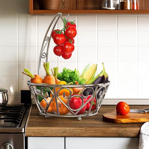Fruit Basket Bowl with Banana Tree Hanger