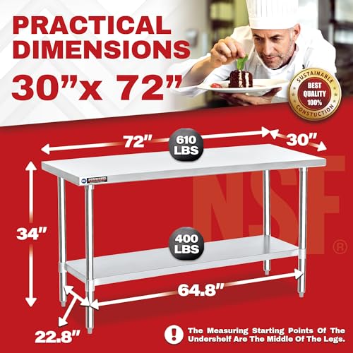 30x72 Stainless Steel Prep Table