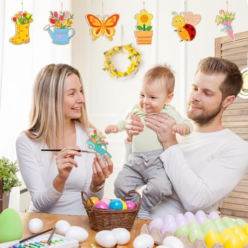 36 PCS Wooden Spring Ornaments to Paint (36 Count)