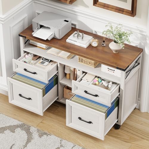 Farmhouse Filing Cabinet with Adjustable Shelf & Wheels