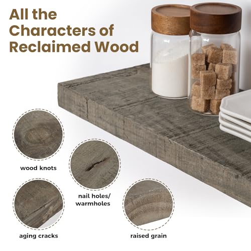 44 Inch Long Solid Wood Floating Shelves for Wall