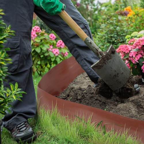 6 Inch Tall 33 ft Length Landscape Plastic Edging Kit with Hammer Spikes Plastic Garden Flower Bed Edging Landscape Border for Gardens Border Grass Yard Lawn