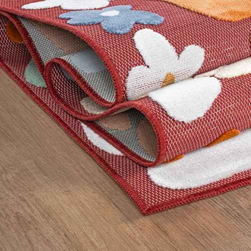 Outdoor Rug 6x9 Modern Floral Tropical Area Rugs for Outdoor and Indoor Patio Easy to Clean Non Shedding Living Room Porch Garden Washable Outside Carpet (58.5 Sq Ft)