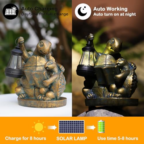 Turtle Solar Outdoor Garden Statue Lawn Yard Decor Gifts for Mom