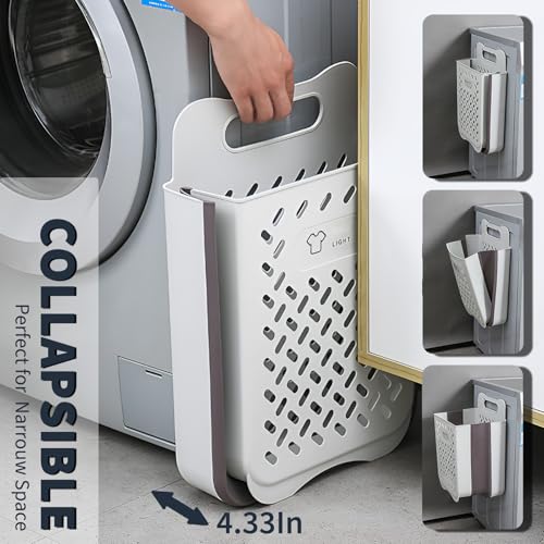 Plastic Foldable Laundry Basket with Handle