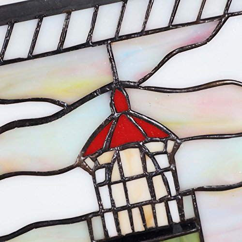 W10005 Pigeon Point Lighthouse Tiffany Style Stained Glass Window Panel with Hanging Chain