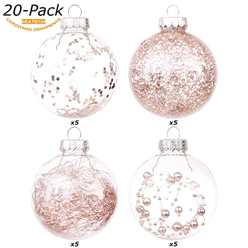 20 Pack Clear Christmas Ball Ornaments with Fillers (20 Count)