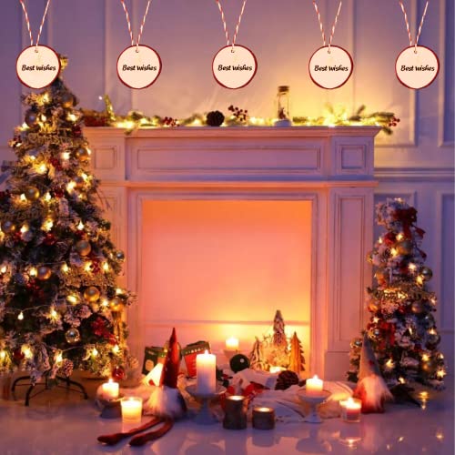 Natural Wood Slices TICIOSH Craft Unfinished Wood kit Predrilled with Hole Wooden Circles for DIY Crafts Wedding Decorations Christmas Ornaments Arts Wood Slices (50 Count)