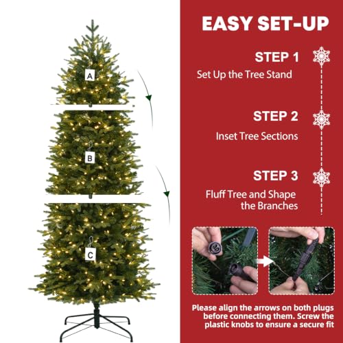 7.5 ft Prelit Pencil Christmas Tree with 400 Warm White LEDs