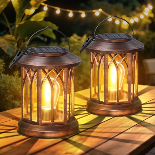 Solar Lanterns Outdoor Hanging 2 Pack