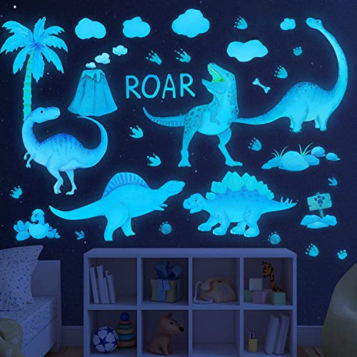 Dinosaur Wall Decals Glow in the Dark Wall Stickers Boys Room Decor (4 Count)