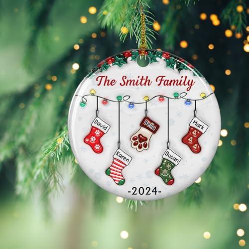 Stocking Personalized Family Christmas Ceramic Ornament 2025