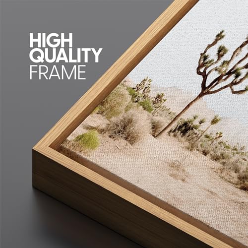 Large Framed Canvas Print Wall Art Desert Solitude Joshua Tree Landscape Antique Retro Fine Art Illustrations Decorative Colorful for Bedroom