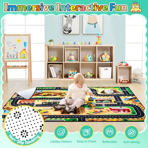 Kids Construction Site Play Rug (8064 sq in)