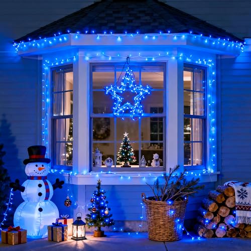 168ft 600 Blue LED Christmas Lights Outdoor Waterproof with Remote (168 Foot)