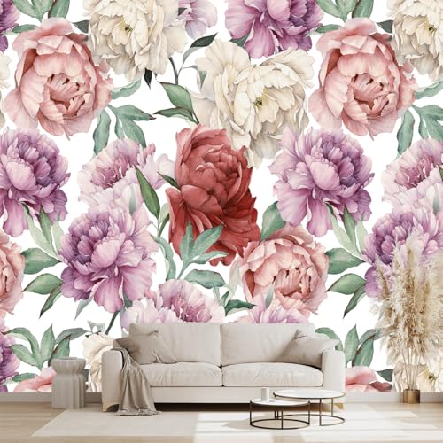 Pink Peony Flowers Mural Bedroom Peony Floral Wallpaper Room Decor Living Room tv Background Large wall Mural