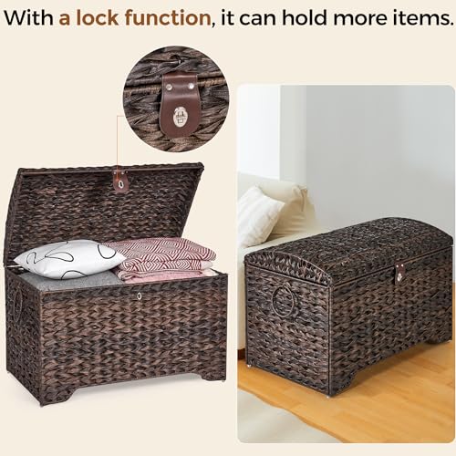 178L Handwoven Wicker Storage Basket with Lid