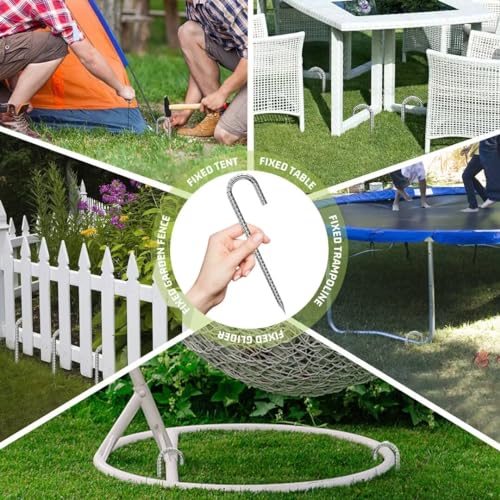 J-Hook-Rebar-Stakes-12 Inch, Ground Stakes Heavy Duty Rebar Stakes for Camping 50pcs Rebar Stakes Rust Proof Coated Metal for Flower Gardens Dog Fence Camping Tents Chicken Coop (50 Count)